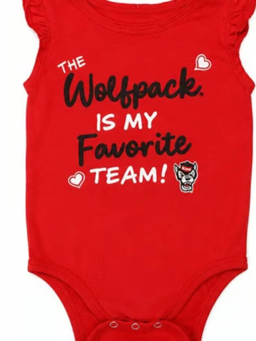 NC State Wolfpack Baby Bodysuit 6-12 Months Red Ruffle NCAA Infant One Piece